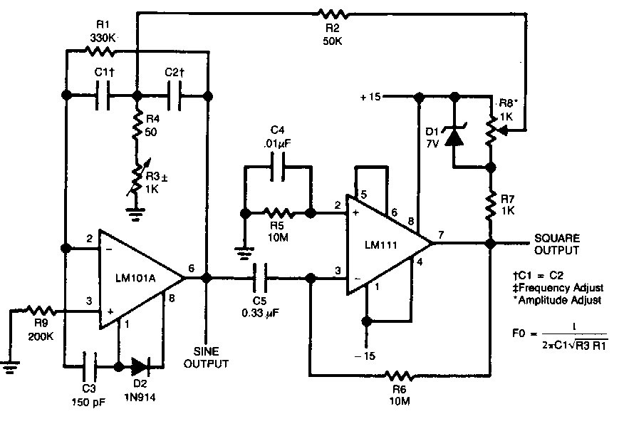 使用LM IC的方波發(fā)生器電路 使用LM IC的方波發(fā)生器電路