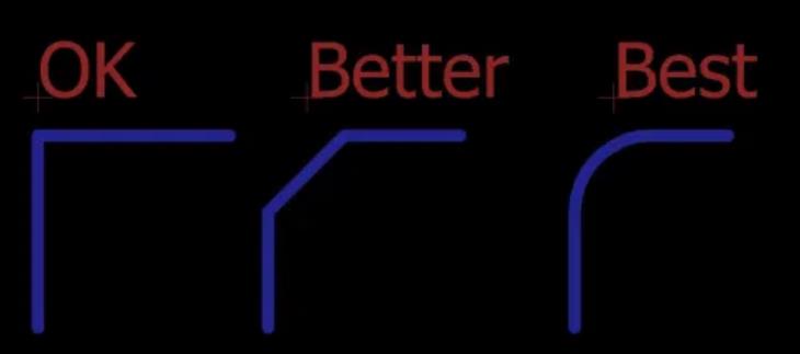 PCB走線轉(zhuǎn)角 PCB走線轉(zhuǎn)角