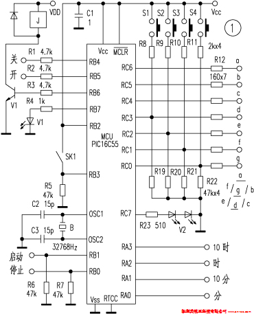 PIC16C55單片機控制多用電子鐘1 PIC16C55單片機控制多用電子鐘1